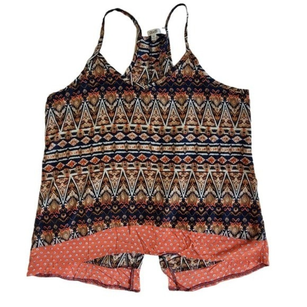 AnM blue white orange split back racerback tank top sz M